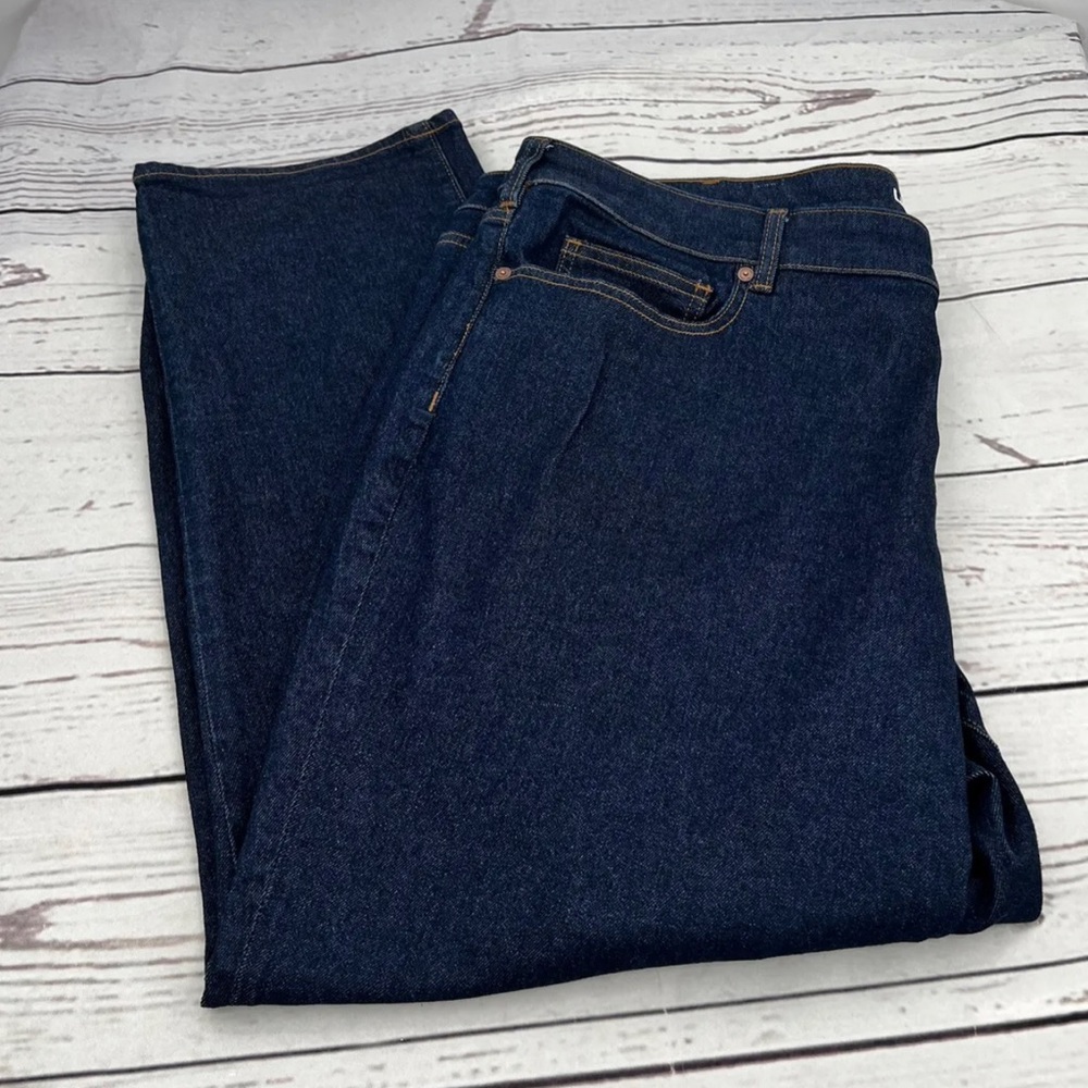 Lands End Women’s High Rise Bootcut Jeans Blue Dark Wash Stretch Size 24W